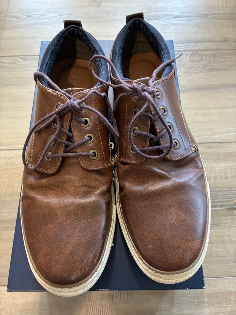 Seven91 Ocireri Men's Brown Faux Leather Casual Lace-Up Shoes Size 10